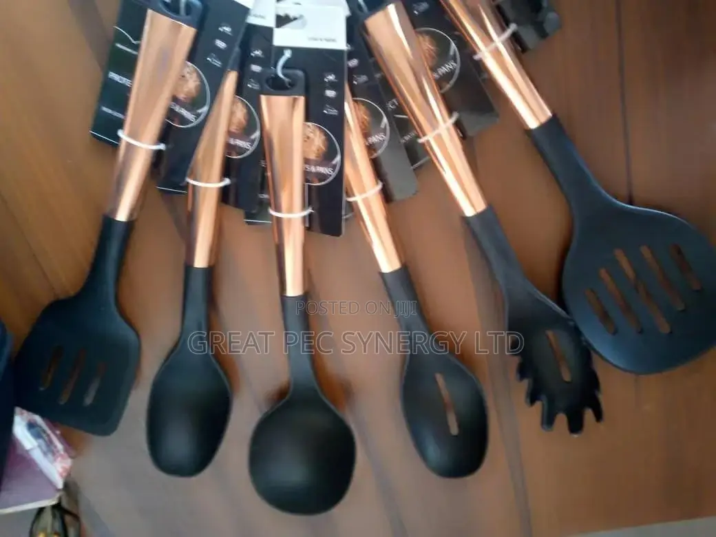 Gold Color Handle Non Stick Spoon Set