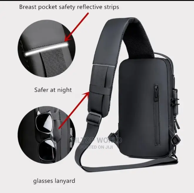 Waterproof Unisex Usb Cross Bag With Security Lock