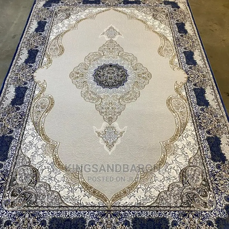 8*11fts Blue and Gold Iranian Premium Quality Rug )