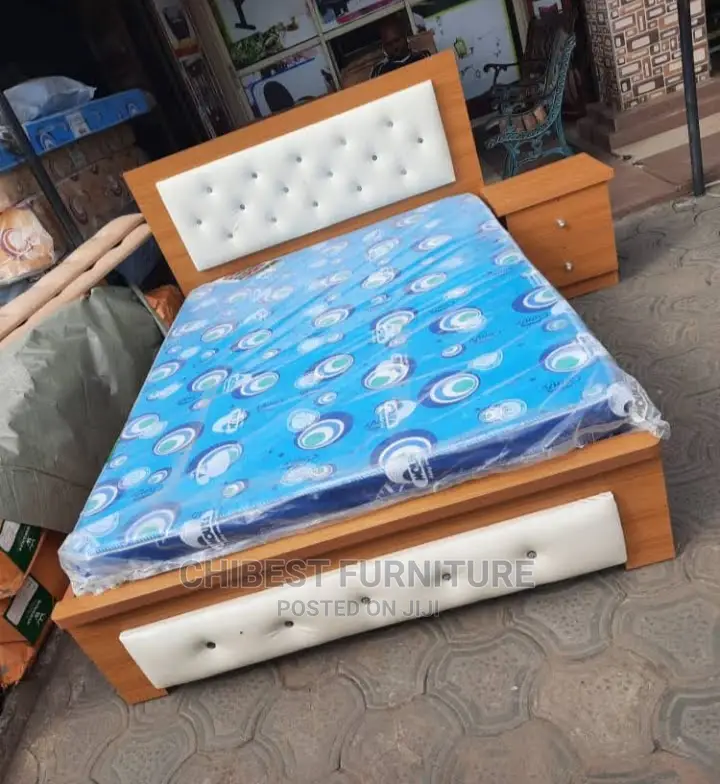 Quality Wooden 4.5by6 Bed Frame With One Bed Side.