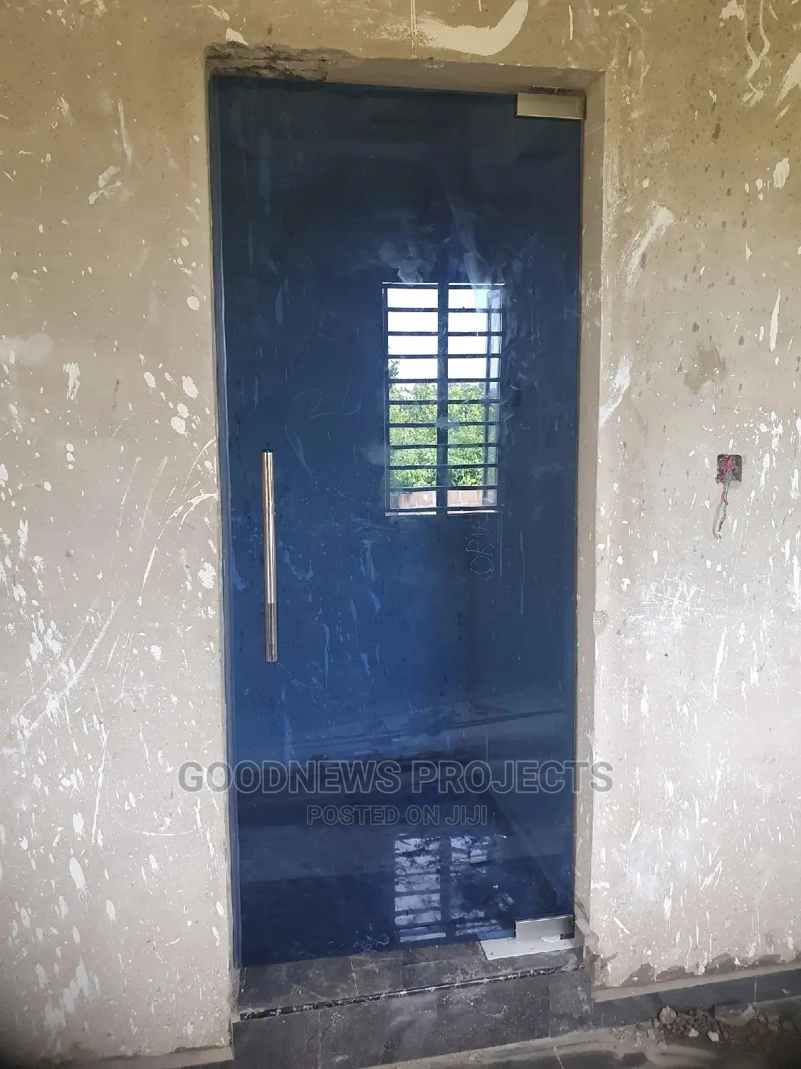 Frameless Blue Swing Glass Door