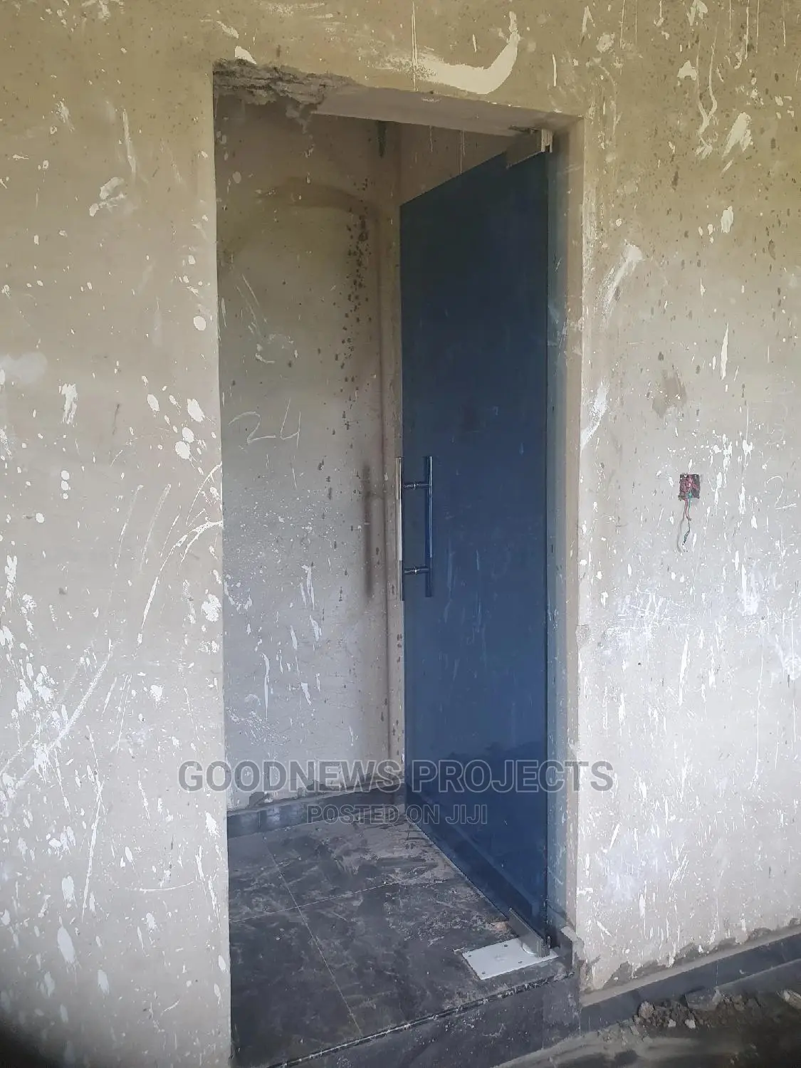 Frameless Blue Swing Glass Door