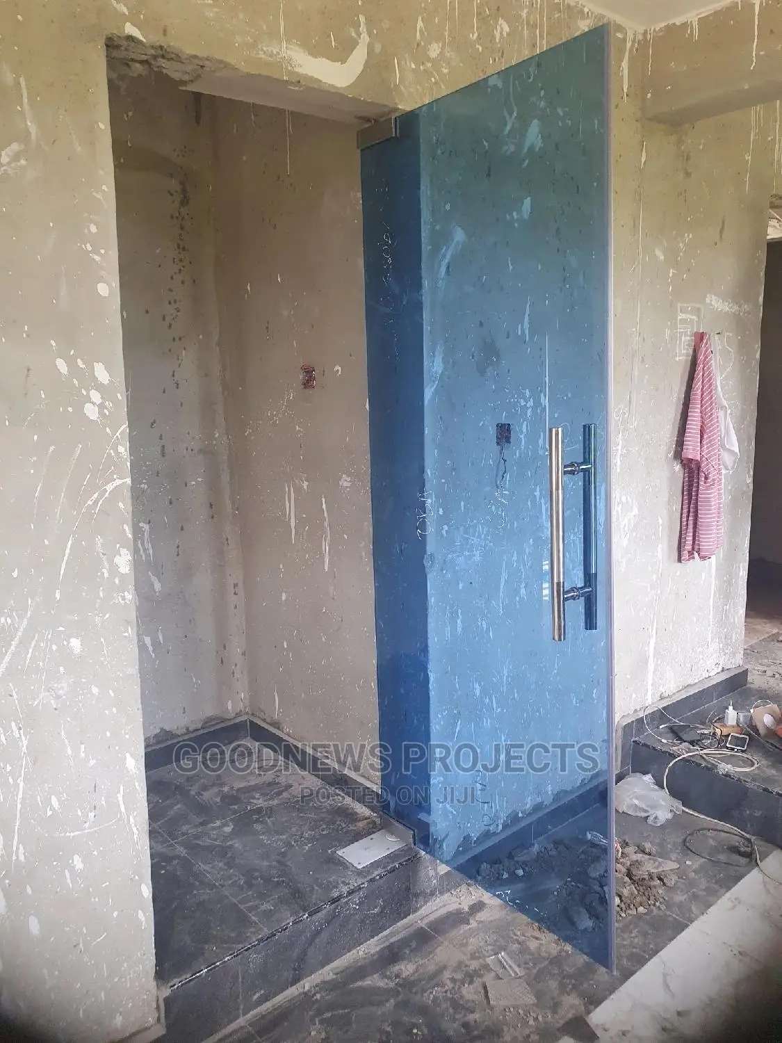 Frameless Blue Swing Glass Door