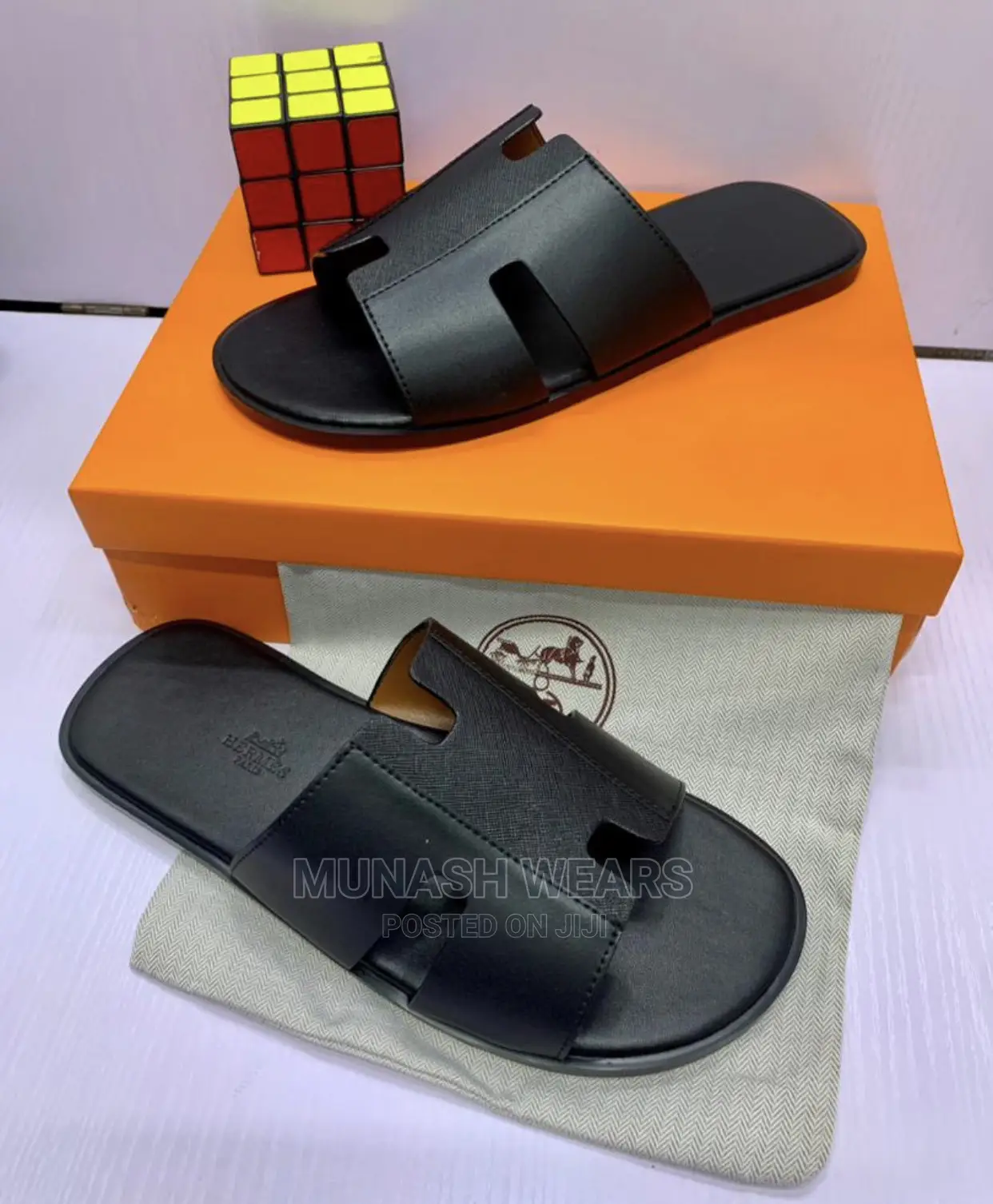 Original Hermes Leather Slipers