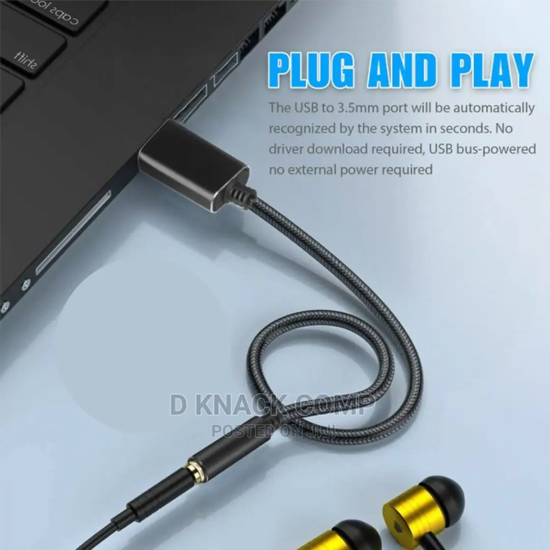 USB to 3.5mm Audio Headphone Jack Converter
