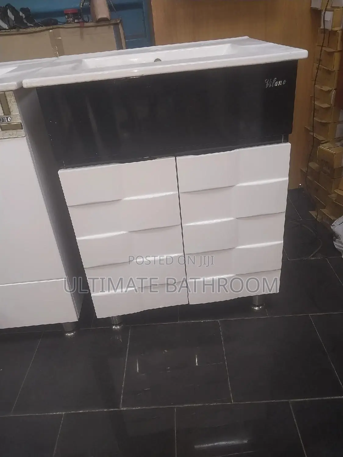 Black and White Bathroom Cabinet