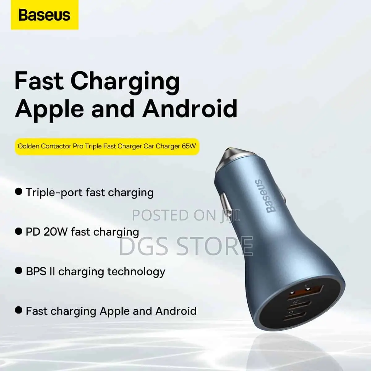 Baseus Golden Contactor 65w Pro Car Charger U+C+Cfastcharger