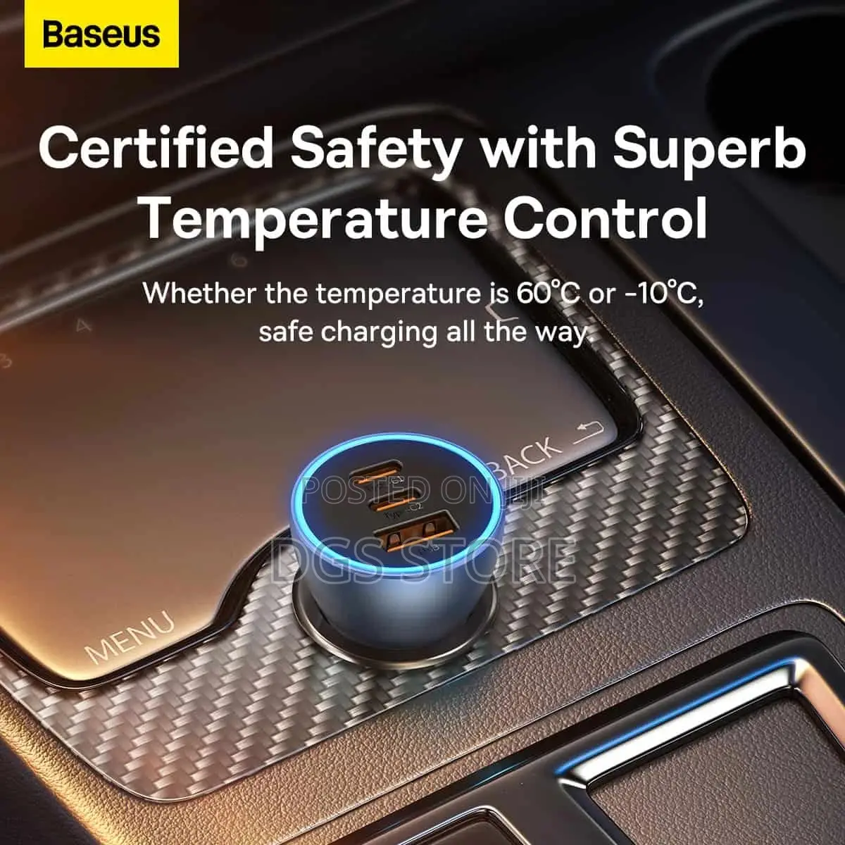 Baseus Golden Contactor 65w Pro Car Charger U+C+Cfastcharger