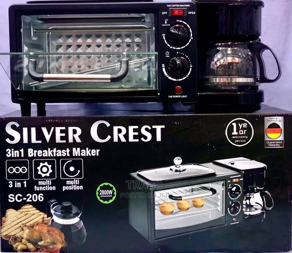 Silver Crest 3 in 1 Breakfast Set Toaster Coffee Maker