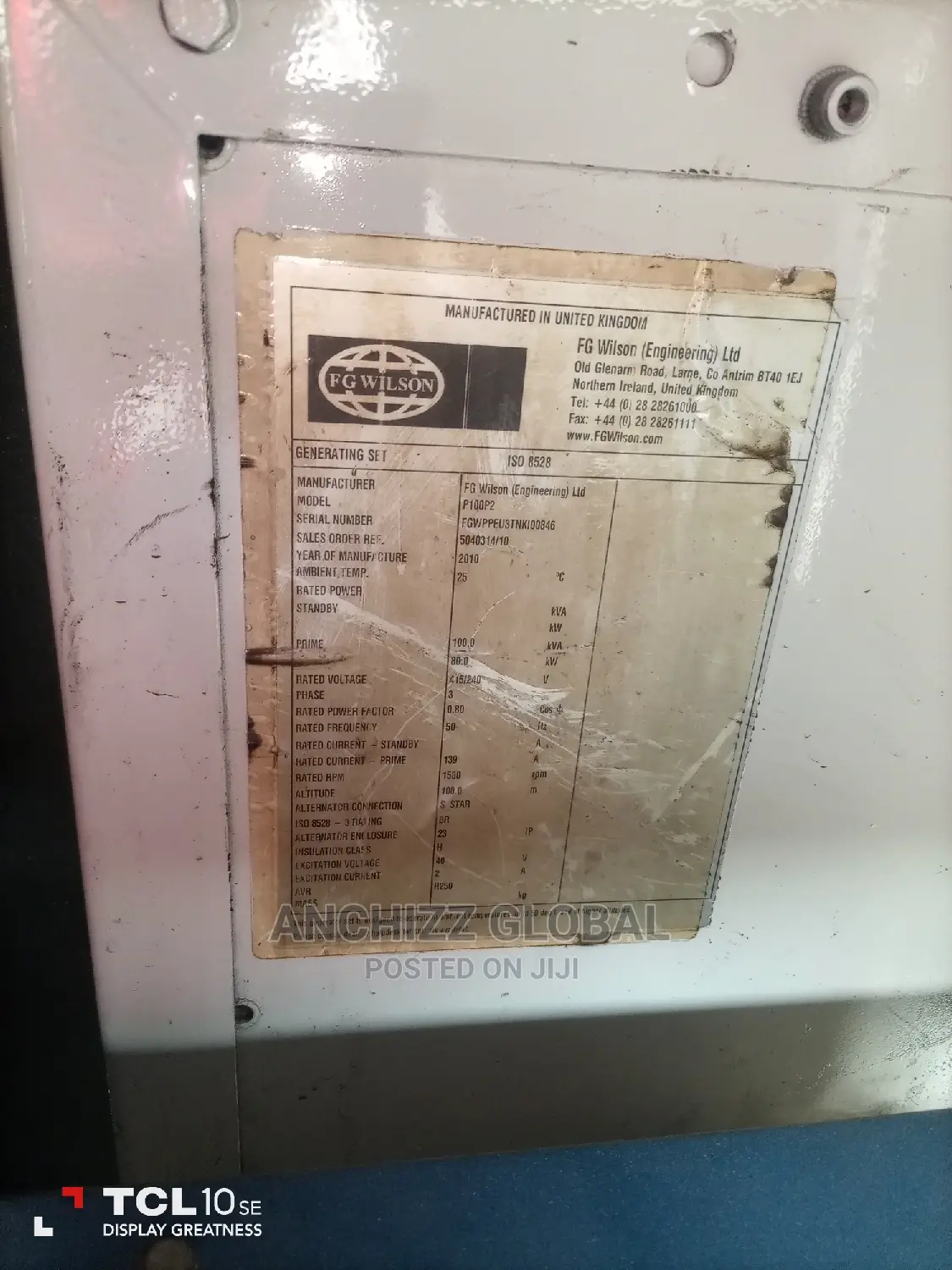 110kva Perkins F.G Wilson U.K Soundproof Generator