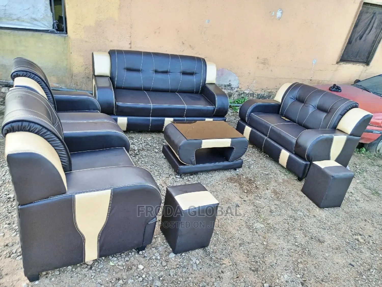 Modern 7 Seater Living Room Leather Fabric Made Sofa Chair. Lod06