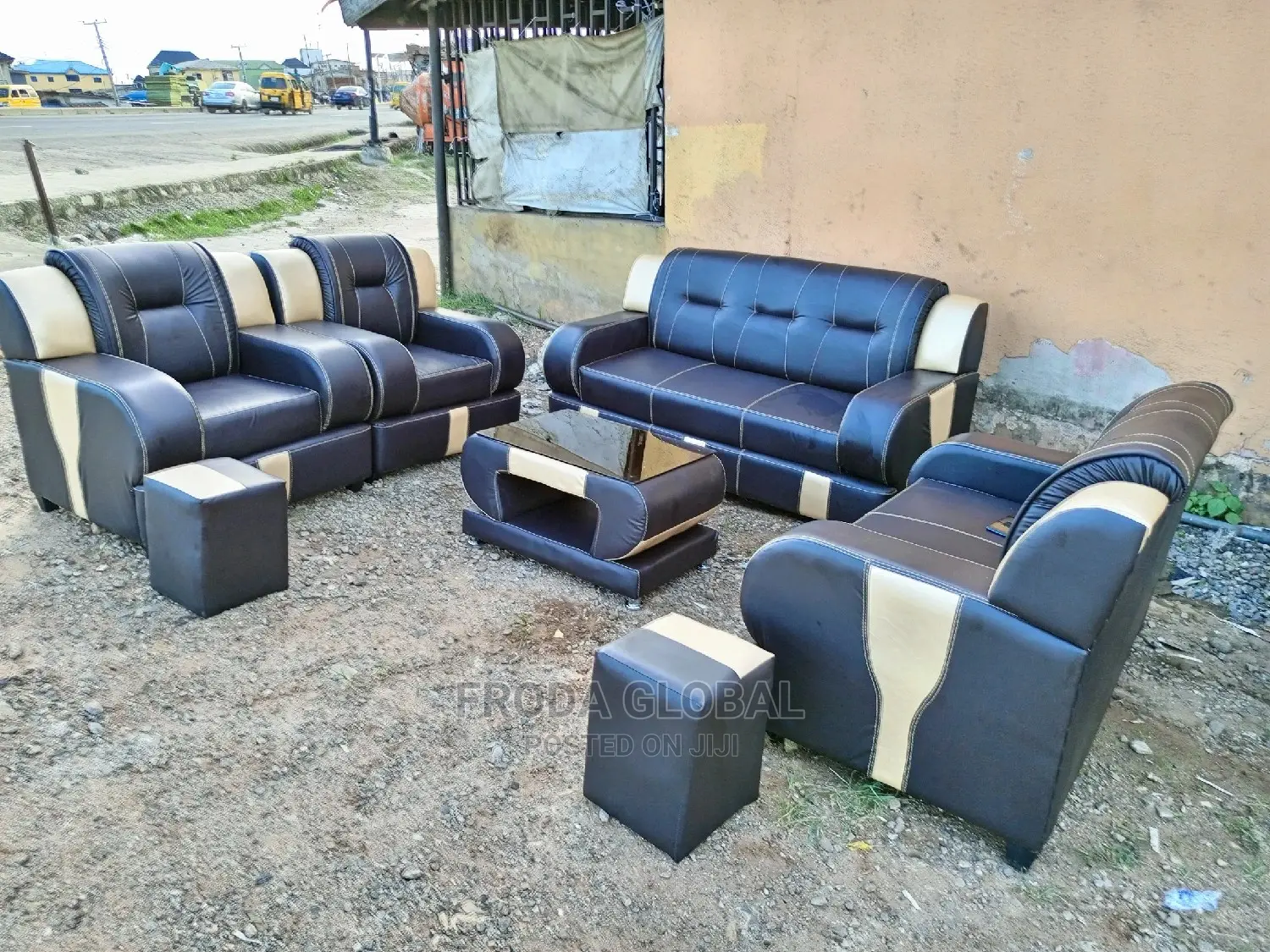 Modern 7 Seater Living Room Leather Fabric Made Sofa Chair. Loj01