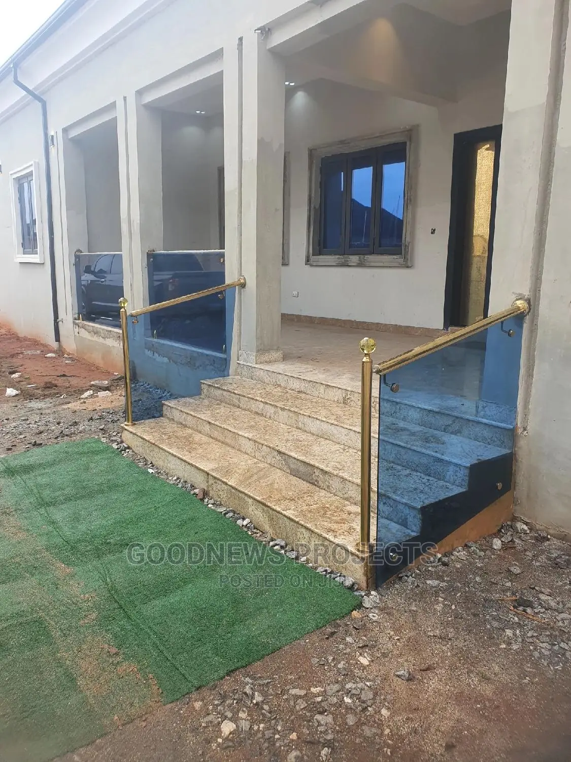 New Frameless Glass Handrails With Gold Accessories