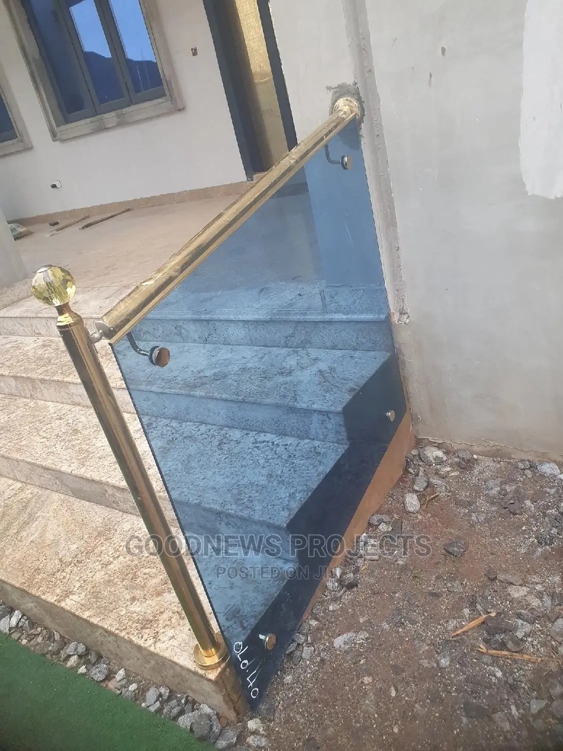 New Frameless Glass Handrails With Gold Accessories