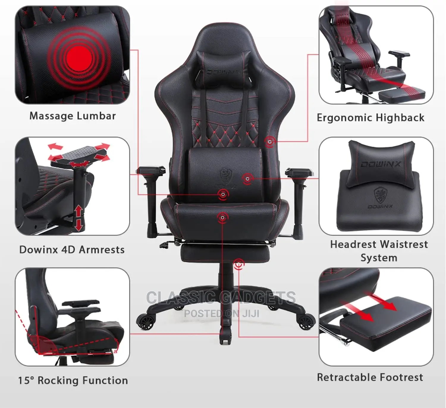 Dowinx Gaming Chair Office Desk Chair With Massage Lumbar
