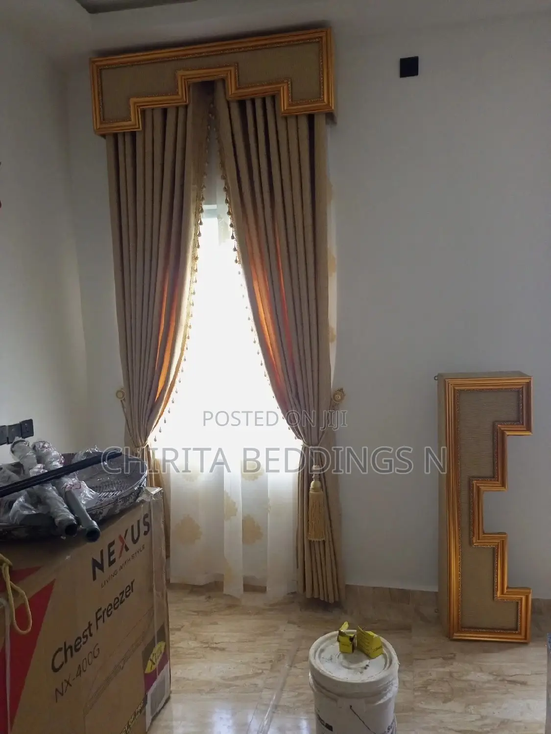 Board, Trim-Laced Curtains and Fancy Inner