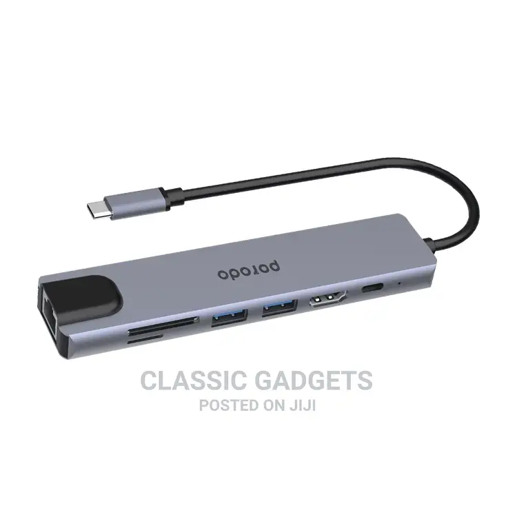 Porodo 7 in 1 Aluminum USB-C Hub HDMI PD 100W