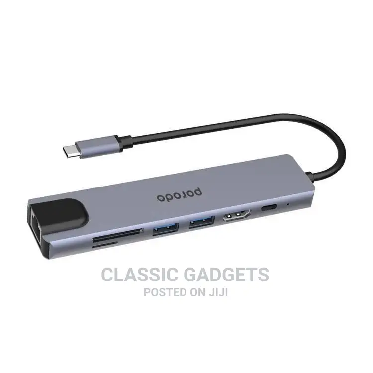 Porodo 7 in 1 Aluminum USB-C Hub HDMI PD 100W