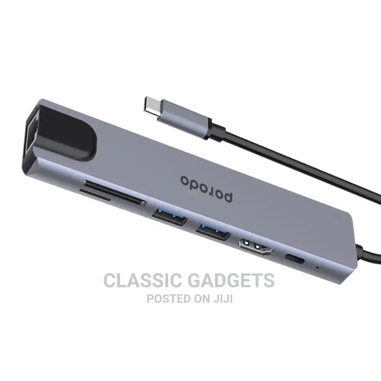 Porodo 7 in 1 Aluminum USB-C Hub HDMI PD 100W