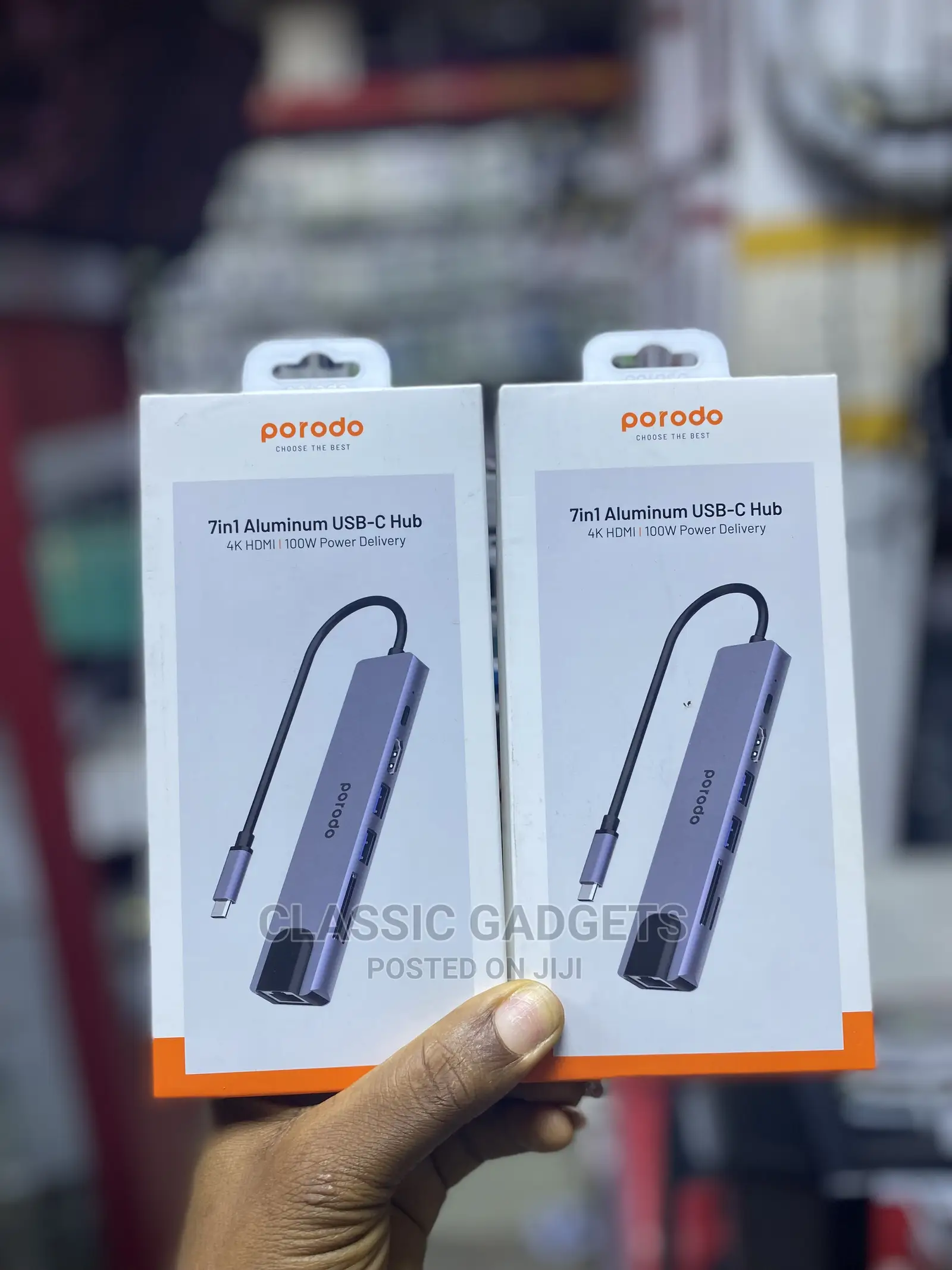 Porodo 7 in 1 Aluminum USB-C Hub HDMI PD 100W