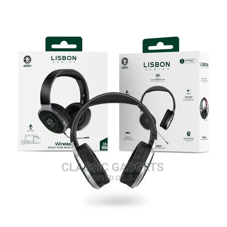 Green Lisbon Series Wireless Headphones With Microphone