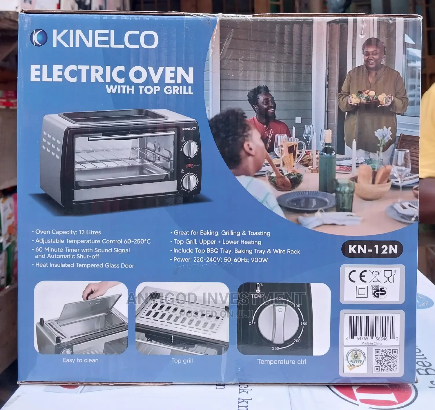 12L Kinelco Oven Toaster With Top Grill