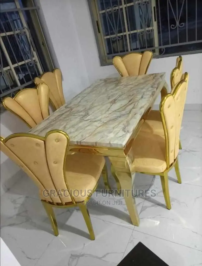 Gold Marble Dining by 6 Seats