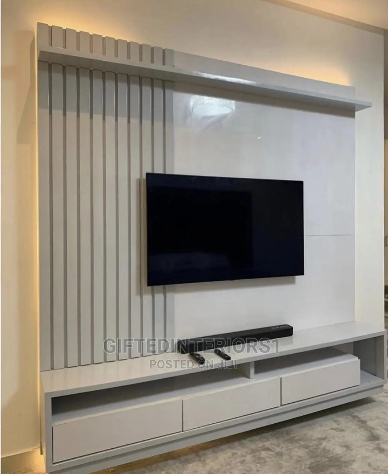 Tv Stand With Wall Cladding and Led Light