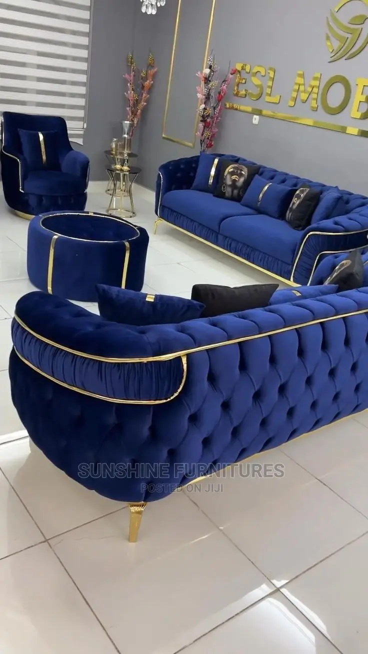 Luxury 7 Seater Living Room Fabric Royal Sofa Chair.