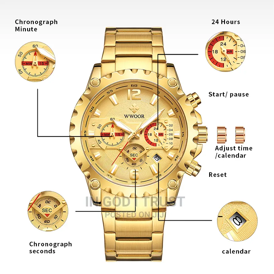 Relogio Masculino WWOOR 2023 New Gold Watch for Men