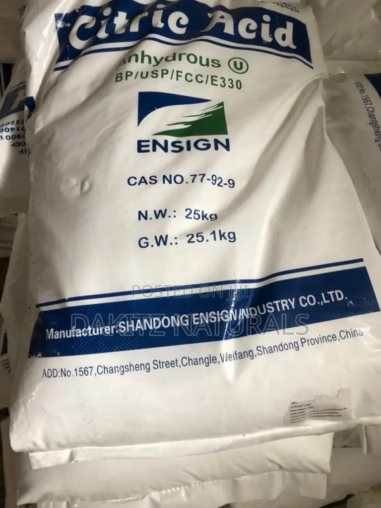 Citric Acid Anhydrous 25kg Bags