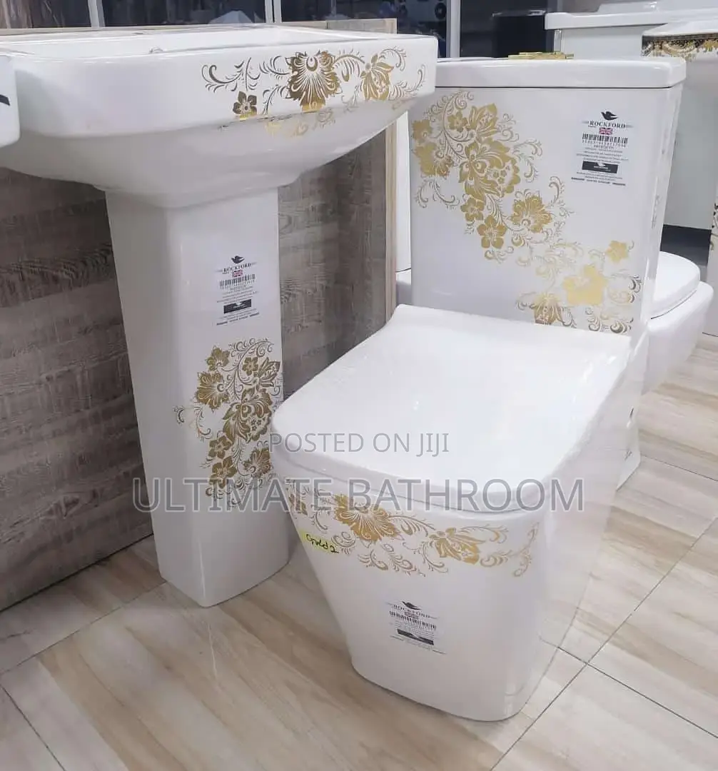Gold Flower Design Watercloset