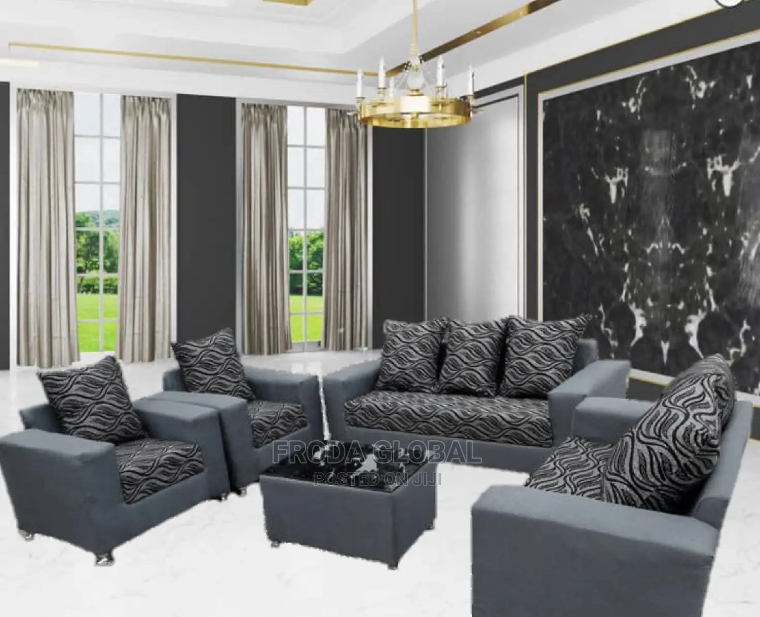 7 Seaters Sofa Chairs With Table and Pillows