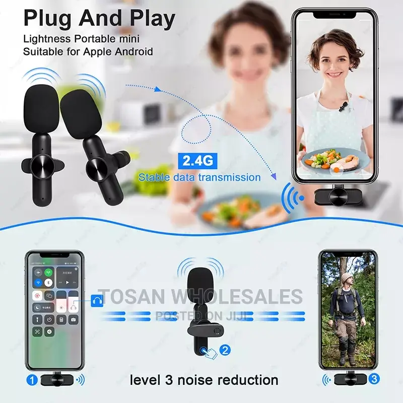 Double Wireless Bluetooth Microphone Recording Mic