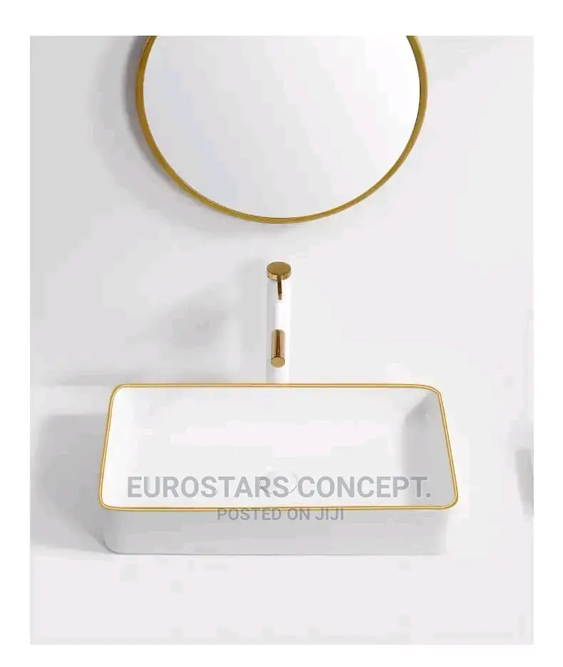 White an Gold Ceramic Wash Hand Basin