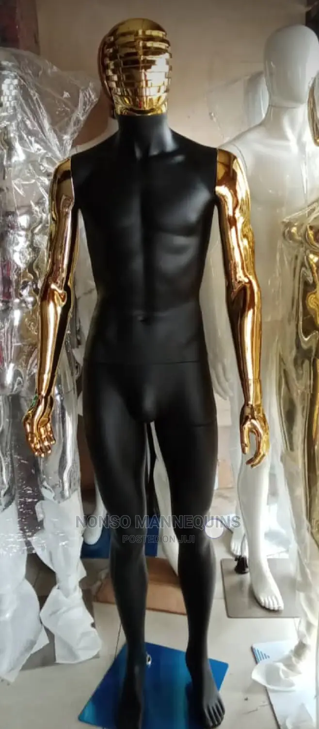 Gold Chrome and Matt Black Spider Face Male Mannequin