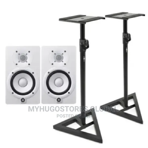 Yamaha Hs5 White Studio Monitor With Two Monitor Stand