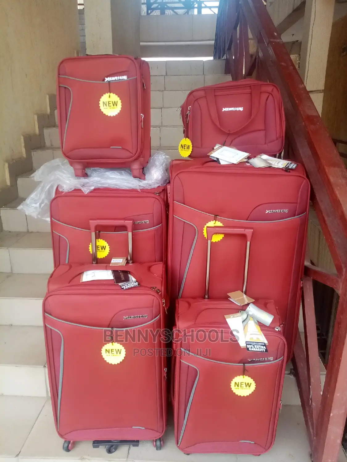 Set of 6 Original Wine Red Leaves King Travel Luggage Boxes