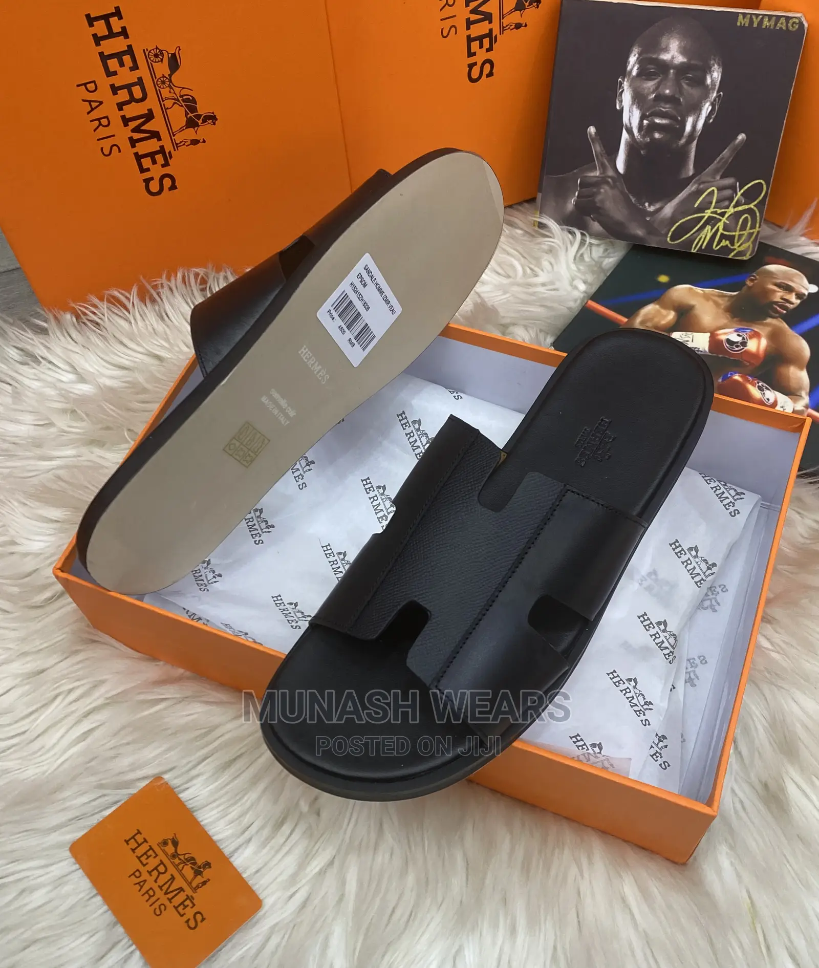 Original Hermes Leather Slipers