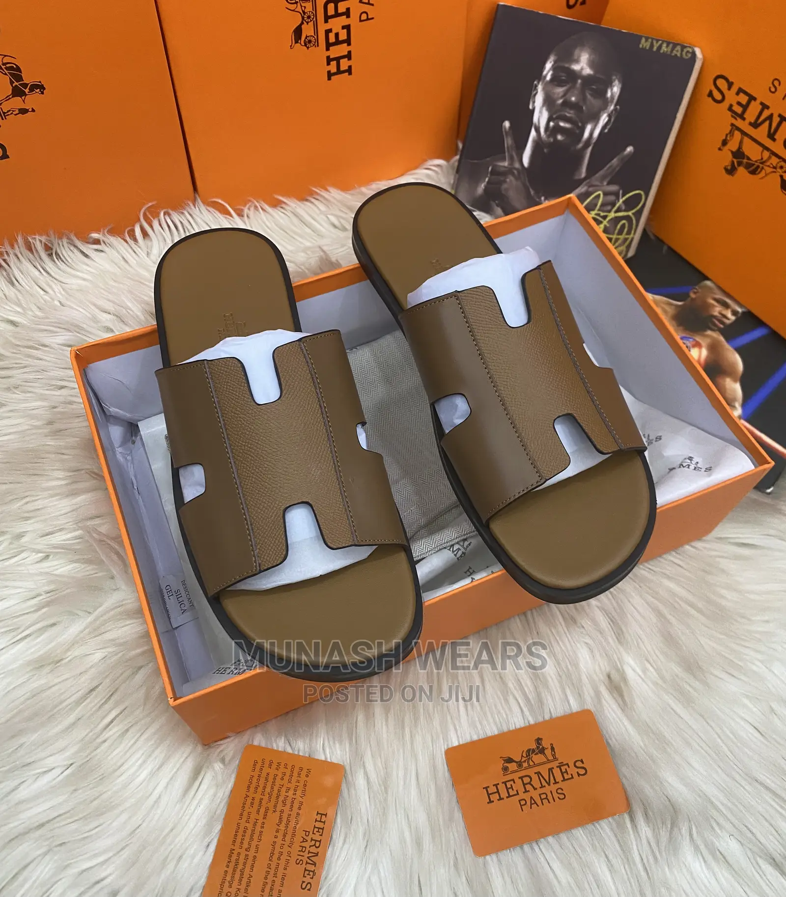 Original Hermes Leather Slipers