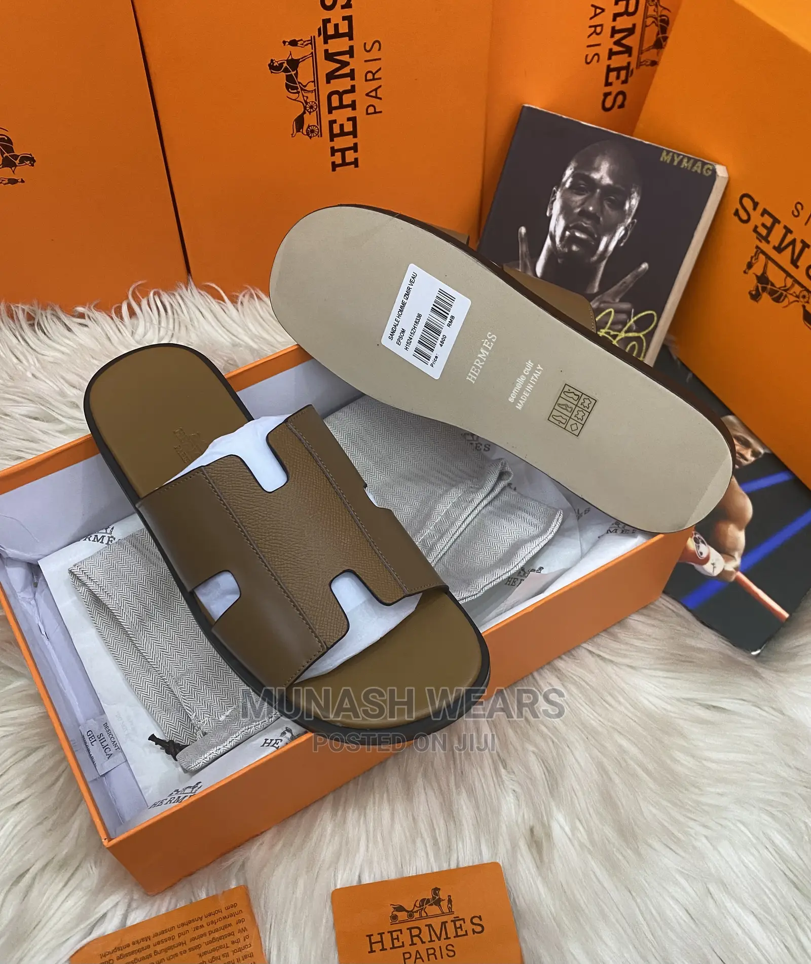 Original Hermes Leather Slipers
