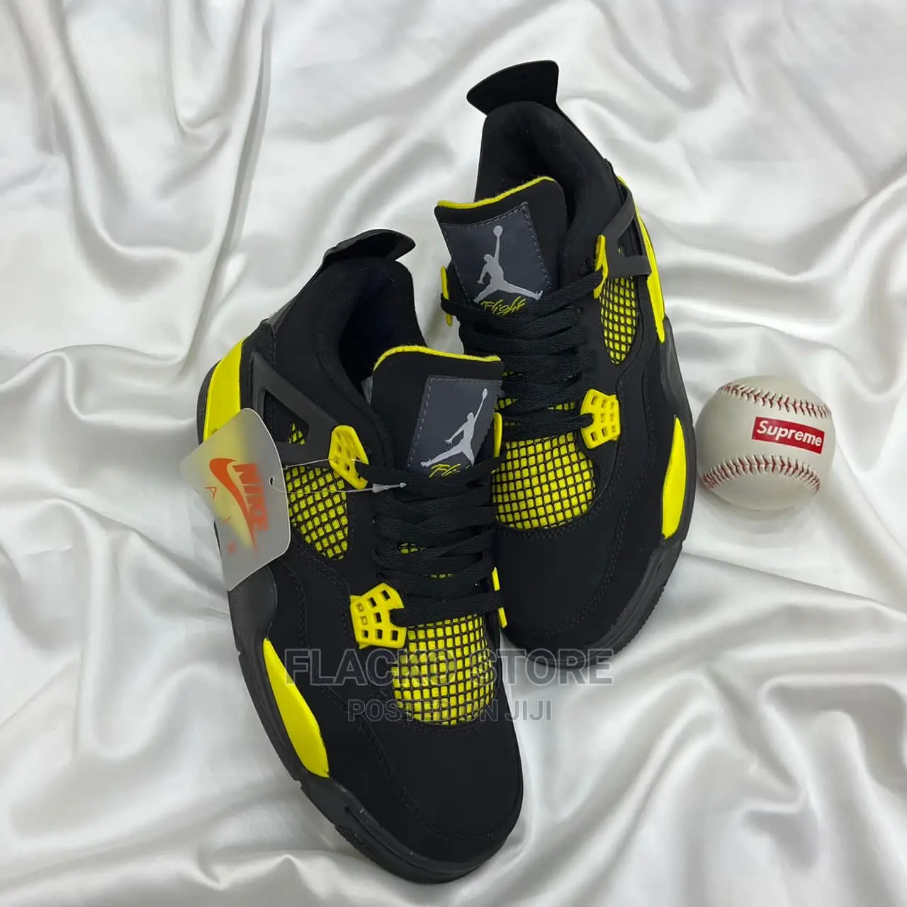 Original Air Jordan 4 Retro Gs Og Thunder Black Sneakers