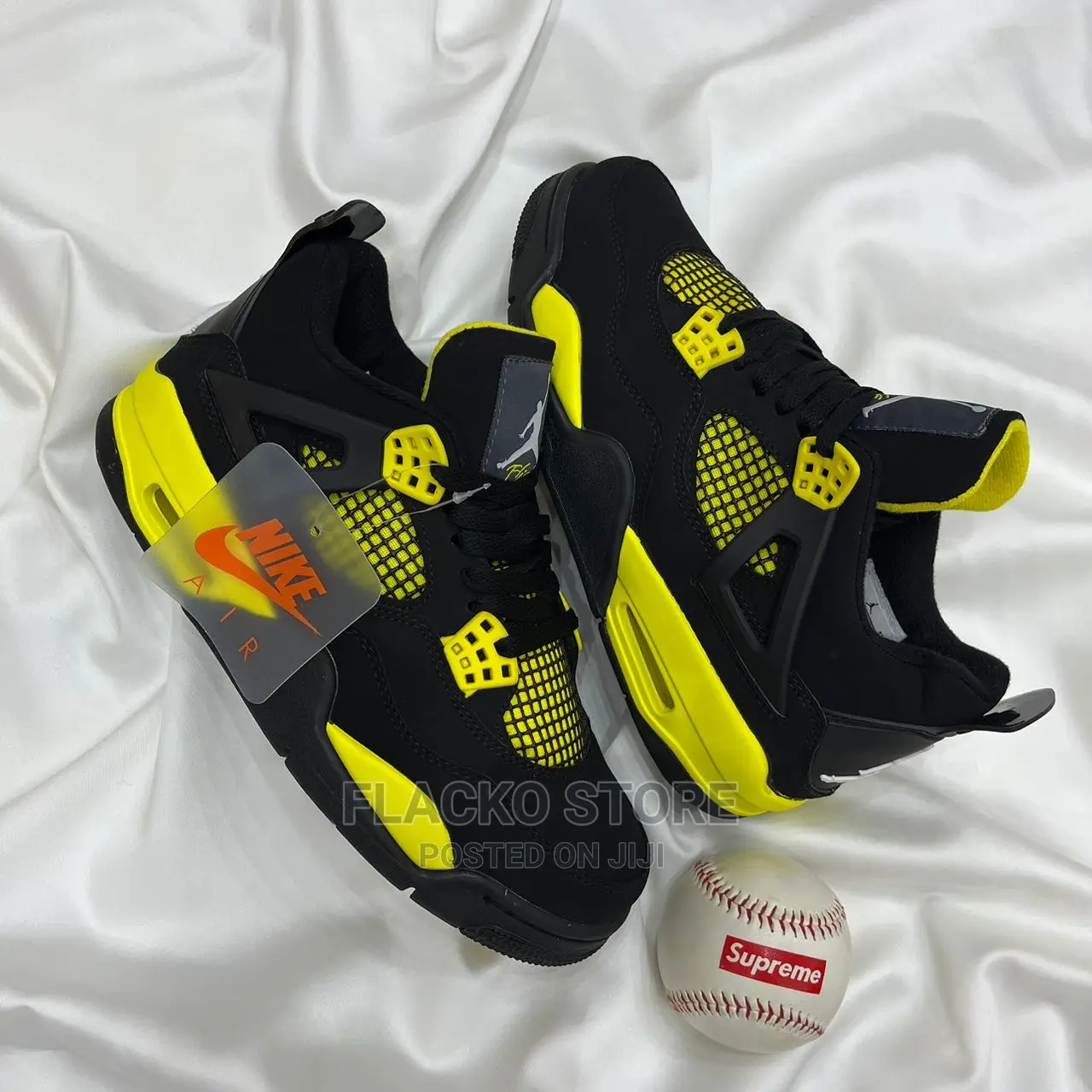 Original Air Jordan 4 Retro Gs Og Thunder Black Sneakers