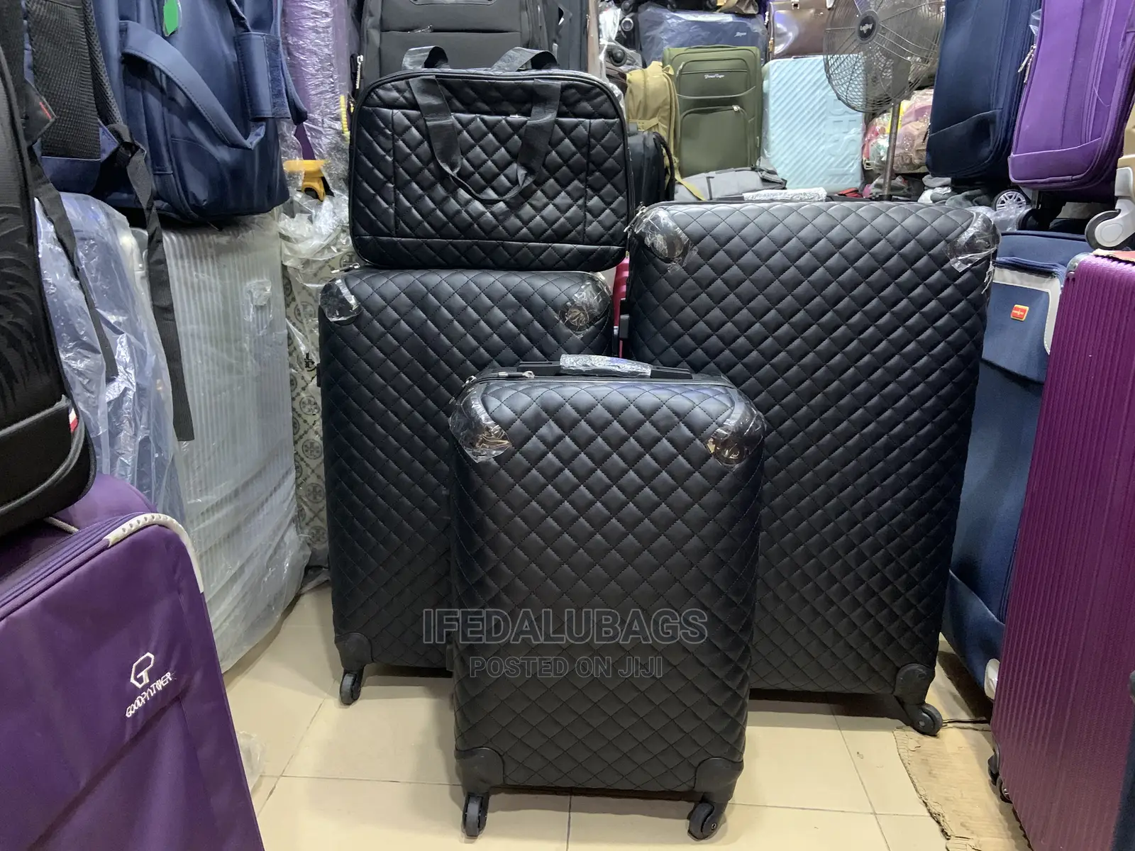 Set of Quality Leather Black Star Express Traveling Box