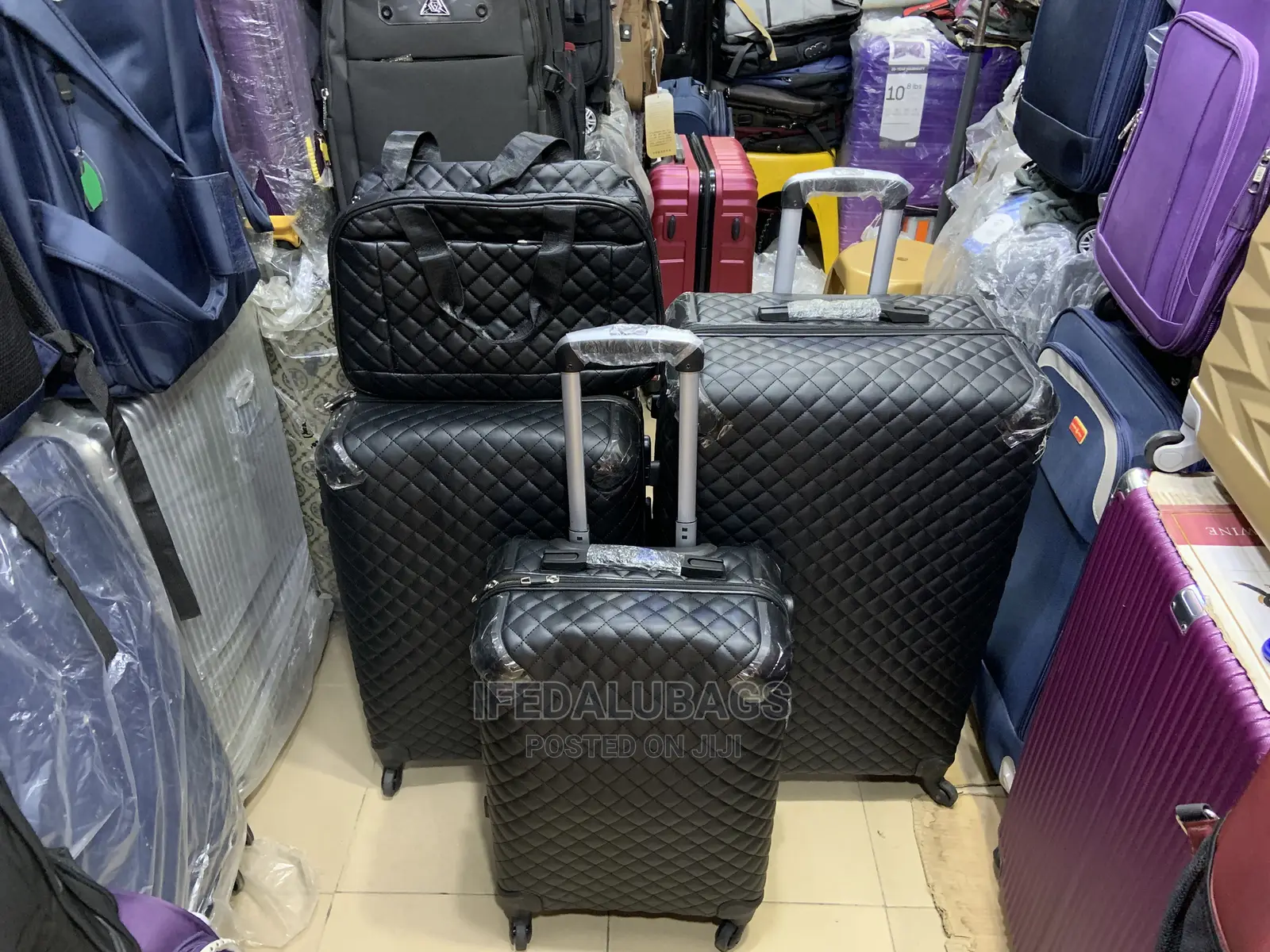Set of Quality Leather Black Star Express Traveling Box