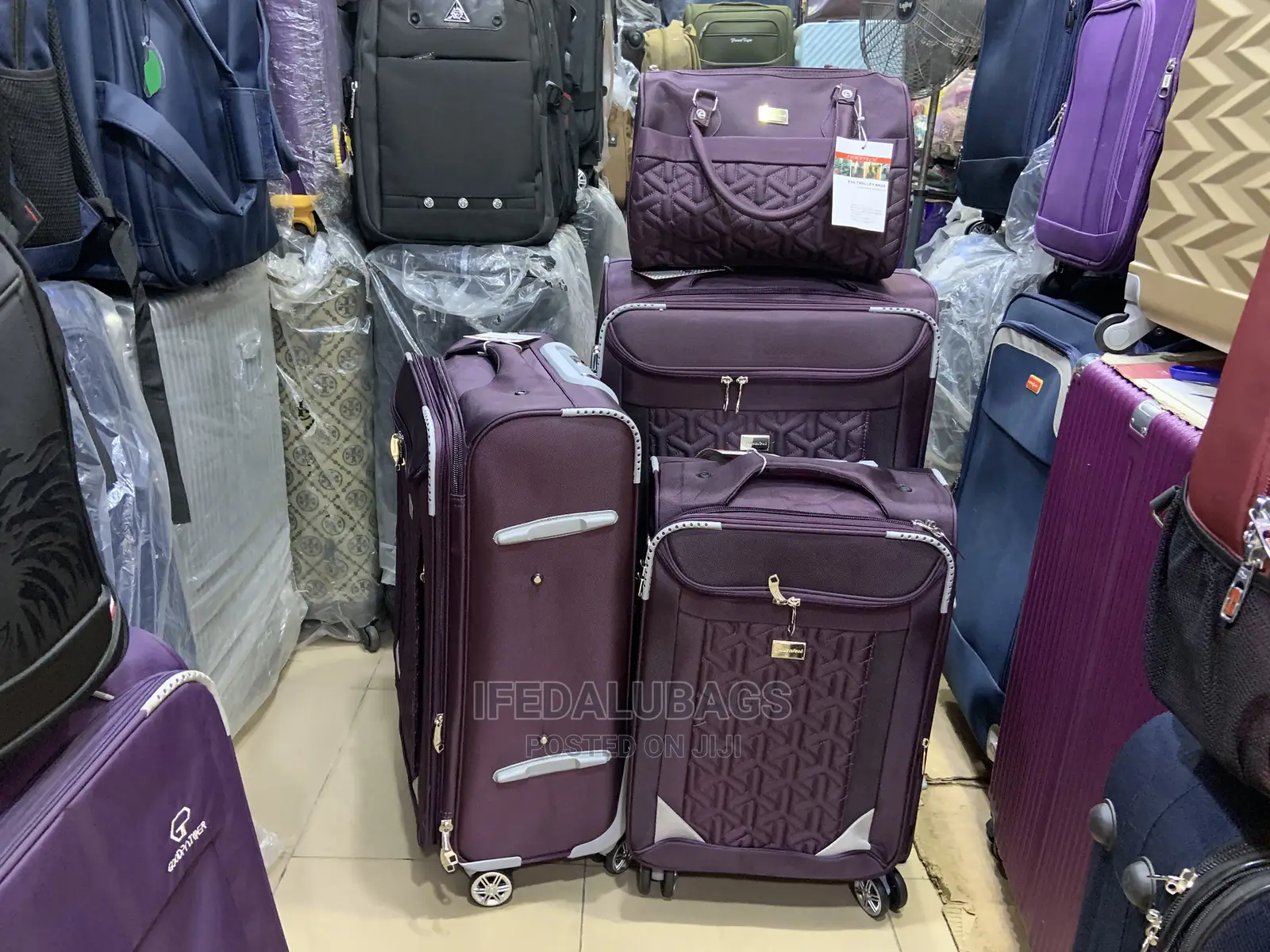 Set Of Quality Dark Purple Traveling Box With Kit