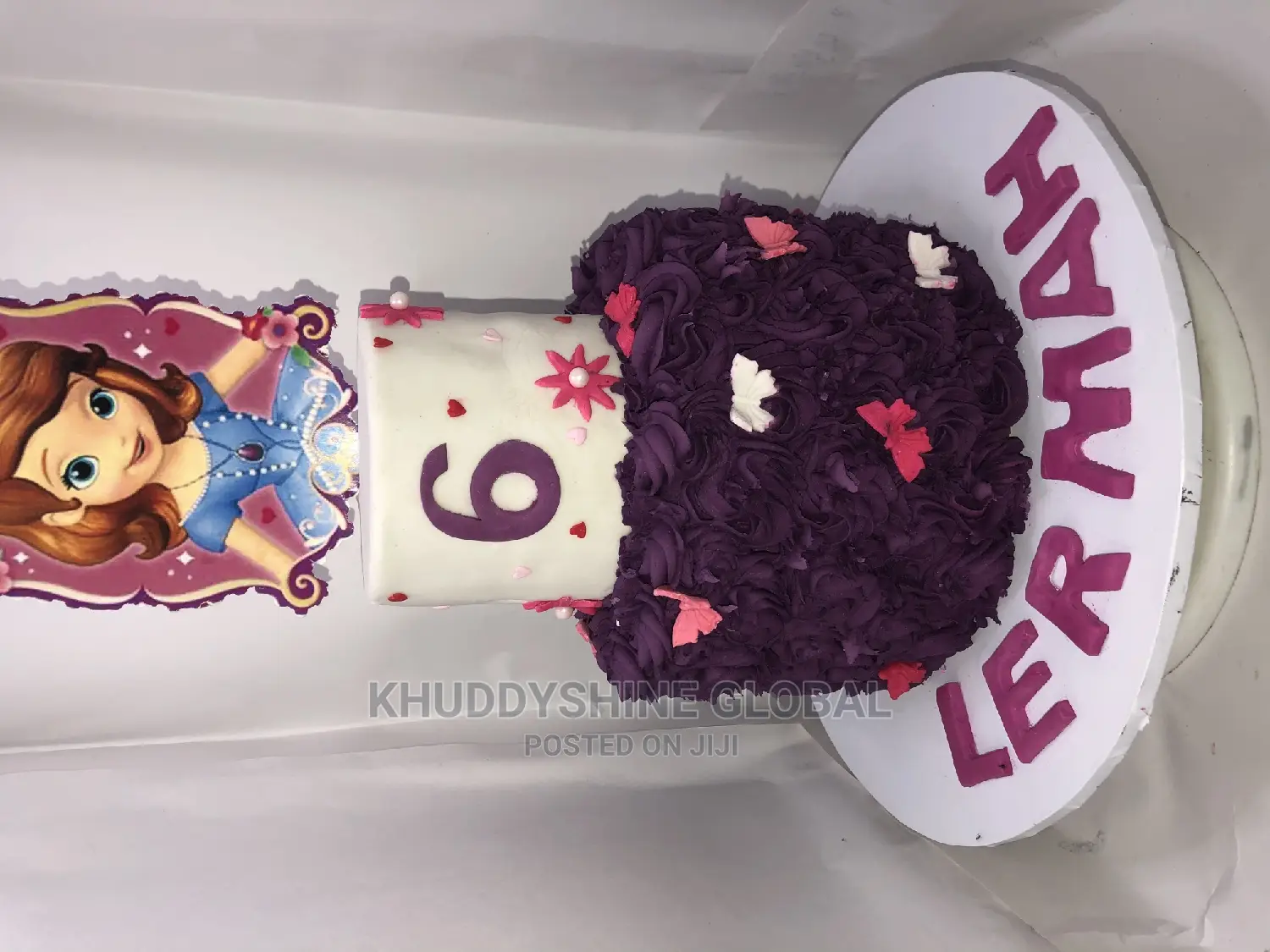 2 Steps Purple and White Six Years Birthday Cakes