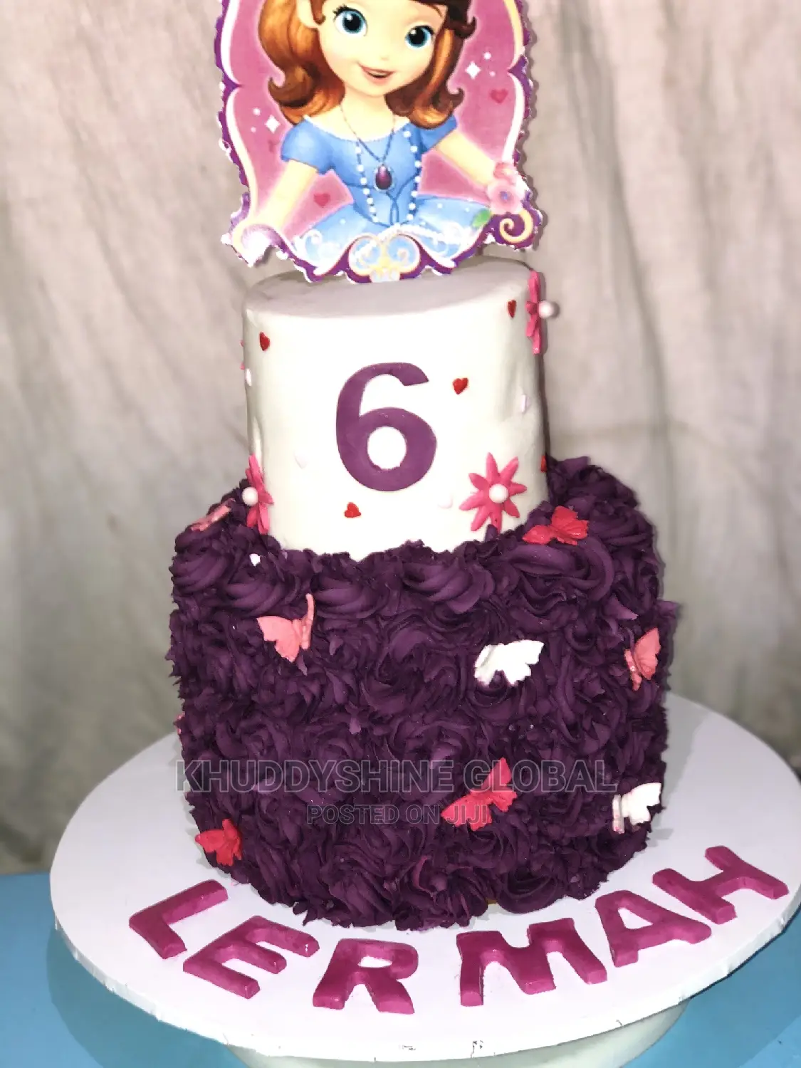 2 Steps Purple and White Six Years Birthday Cakes