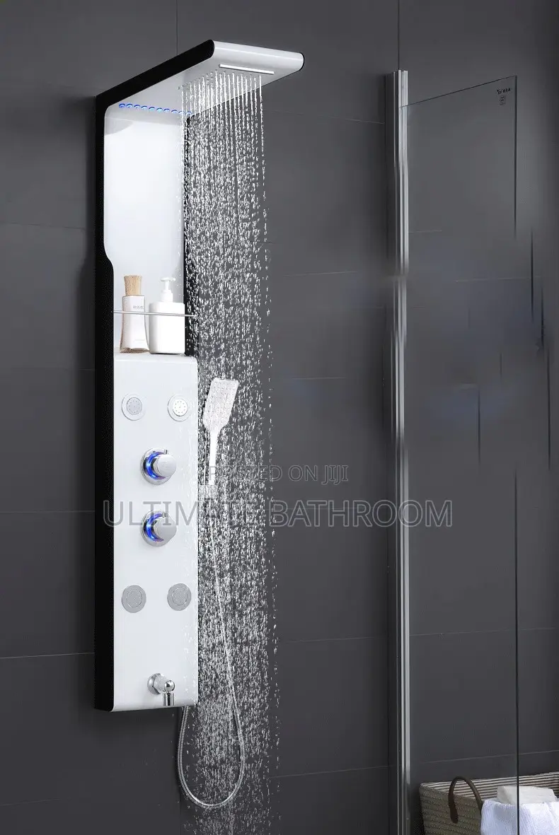 Quality White P.Shower With Led And Waterfall