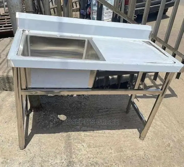 (304)Stainless Steel Sink With Side Bench Table.